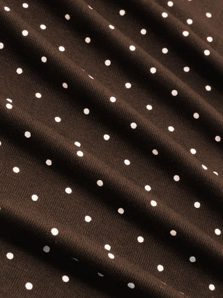 Boat Neck Polka Dot Batwing Sleeve Oversized Tee