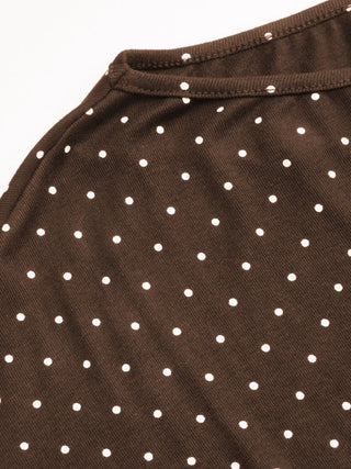 Boat Neck Polka Dot Batwing Sleeve Oversized Tee