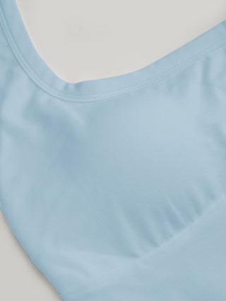 Cotton-blend Scoop Neck Halter Crop Top