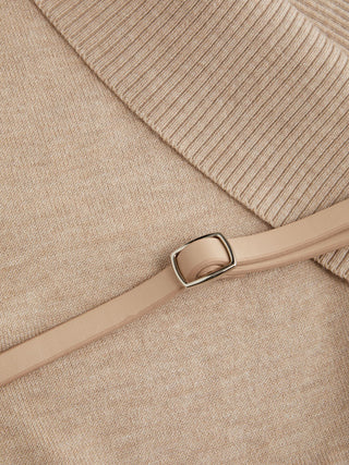Knit V-neck Wrap Short Sleeve Top With Belt