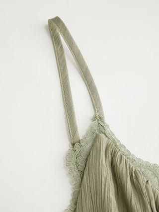 V-neck Lace Panel A-line Cami Midi Dress