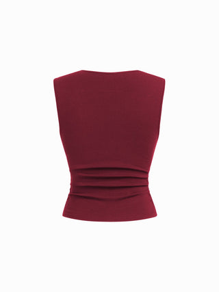 Cotton-Blend V-neck Ruched Top