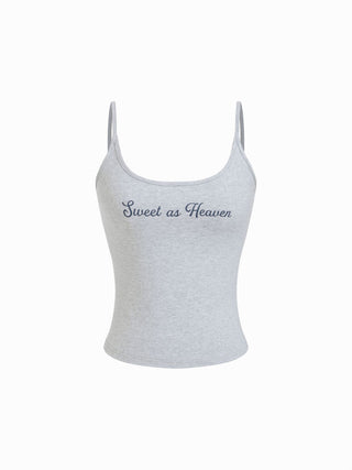 Sweet as Heaven Cotton-blend Scoop Neck Graphic Cami Top