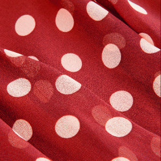 Chiffon Halter Neckline Polka Dot Ruffled Hem Ruched Maxi Dress