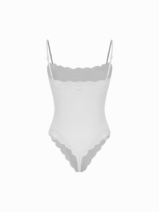 Jersey Square Neck Lace Trim Bodysuit