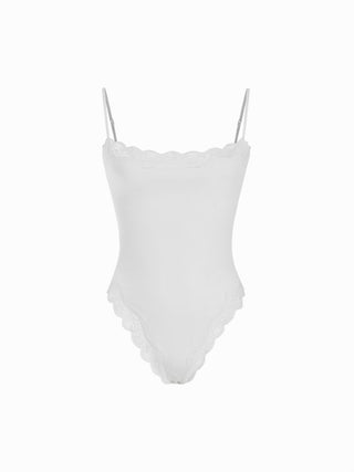Jersey Square Neck Lace Trim Bodysuit