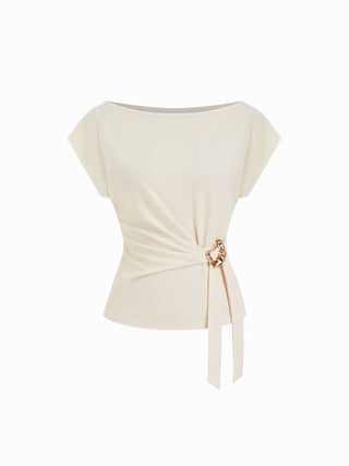 Twist Knot Short Sleeve Metal Detail Tee