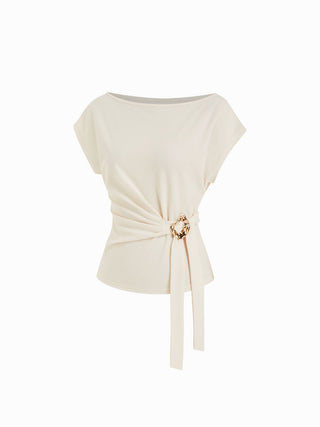 Twist Knot Short Sleeve Metal Detail Tee