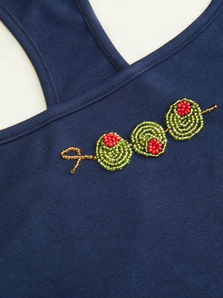 Beaded Embroidery Crop Cami Top