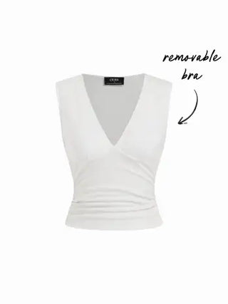 Cotton-Blend V-neck Ruched Top