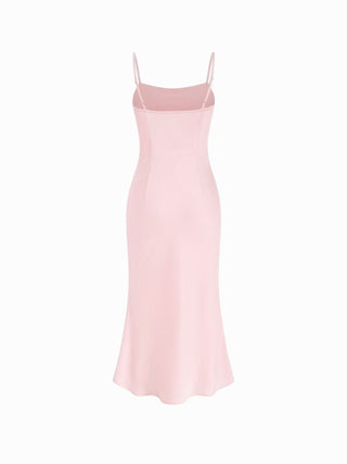 Satin High Neck Cape Sleeve Maxi Dress