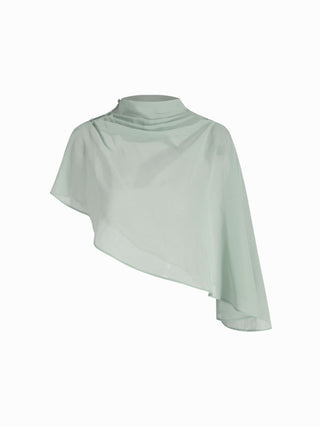 Satin High Neck Cape Sleeve Maxi Dress
