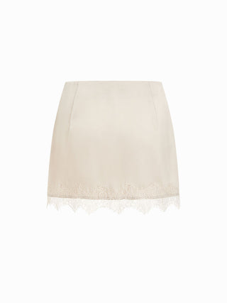 Low Rise Lace Trim A-line Mini Skirt