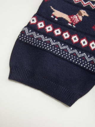 Knit Dachshund Graphic Puff Sleeve Short Sleeve Top