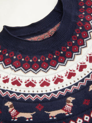 Knit Dachshund Graphic Puff Sleeve Short Sleeve Top