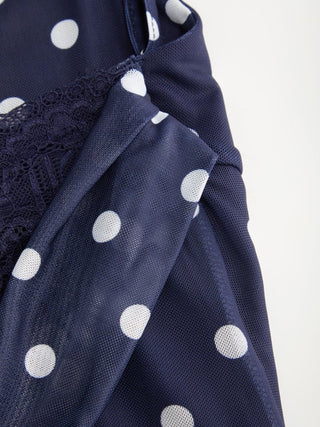 Mesh Polka Dot Lace Panel High Rise Mermaid Maxi Dress