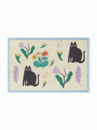 FLORAL & CAT DOOR MAT