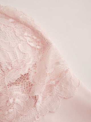 Satin V-neck Lace Trim Cami Top & Mid Rise Lace Hem Shorts Loungewear Set