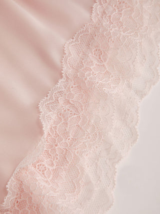 Satin V-neck Lace Trim Cami Top & Mid Rise Lace Hem Shorts Loungewear Set