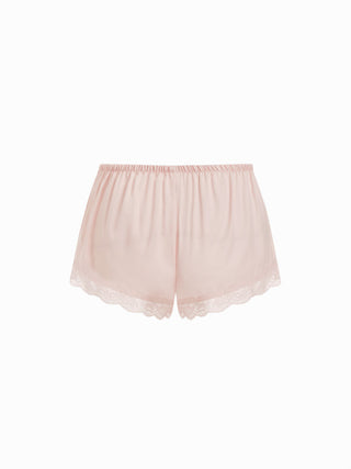 Satin V-neck Lace Trim Cami Top & Mid Rise Lace Hem Shorts Loungewear Set
