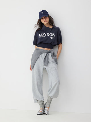 London Heart Graphic Collar Button Top