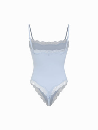 Jersey Square Neck Lace Trim Bodysuit