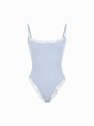 Jersey Square Neck Lace Trim Bodysuit