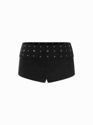Cotton-blend Low Rise Metal Detail Micro Shorts