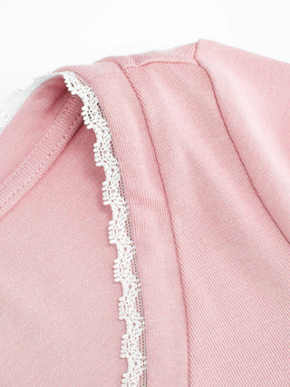 Viscose-blend V-neck Lace Panel 3/4 Long Sleeve Tee