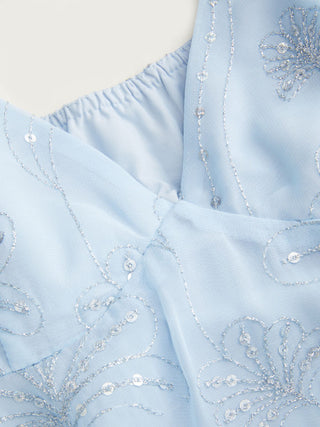 Sequins Floral Embroidery V-Neck Asymmetrical Hem Cami Top