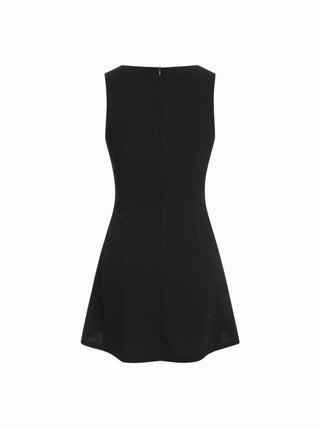 Boat Neck Cut Out Rhinestone Bowknot A-line Mini Dress