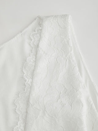 Lace V-neck Contrast Binding Bowknot A-line Mini Dress