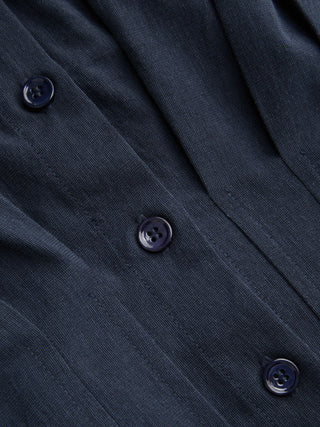 Linen-blend Pleated Button Blouse