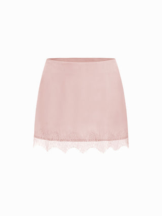Low Rise Lace Trim A-line Mini Skirt