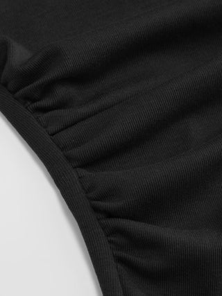 High Stretch Boat Neck Lace Panel Crop Top