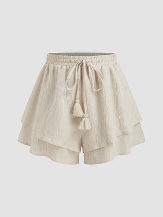 Double Layered Baggy Pull-On Shorts