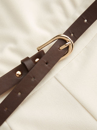 Stand Collar Romper With Belt