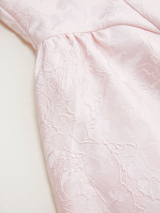 Jacquard Sculptural Boat Neck Bowknot Backless Flared Maxi Dress