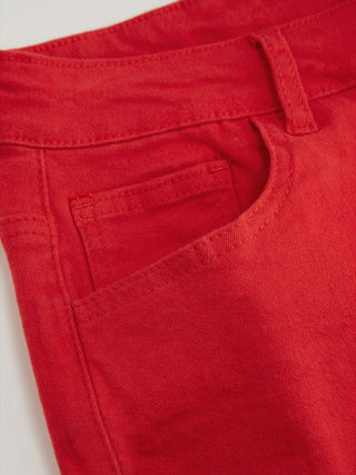 Washed Denim High Rise Fringe Hem Shorts