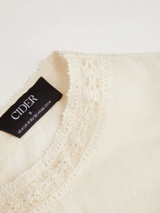 Chiffon Lace Panel Ruffle Sleeve Oversized Blouse