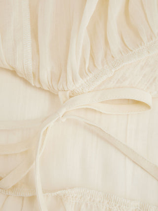 Chiffon Lace Panel Ruffle Sleeve Oversized Blouse