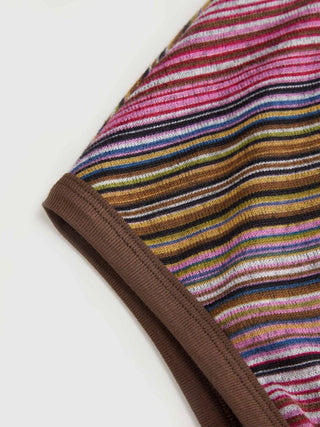 Striped Asymmetrical Neck Short Sleeve Top
