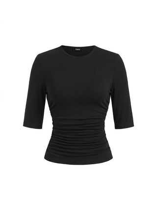 Mid Sleeve Ruched Tee