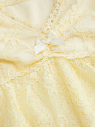 Lace Sweetheart Neck Ruffle Sleeve Bowknot Asymmetrical Hem Top