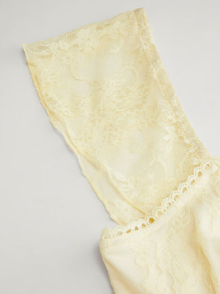 Lace Sweetheart Neck Ruffle Sleeve Bowknot Asymmetrical Hem Top