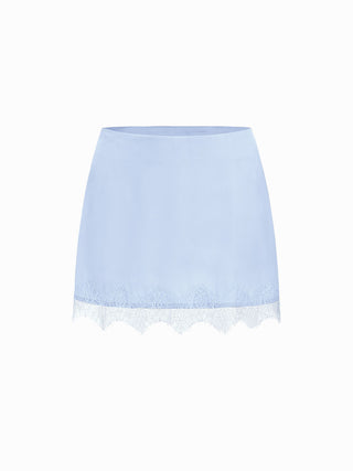 Low Rise Lace Trim A-line Mini Skirt