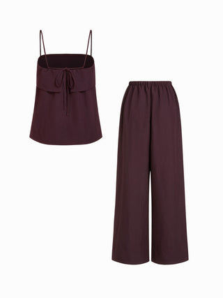 Square Neck Oversized Cami Top & Mid Rise Wide Leg Trousers Set