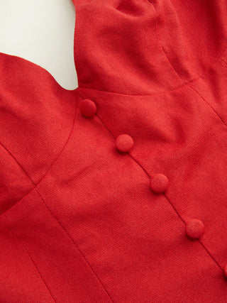 corset Linen-blend Linen-blend Sculptural High Rise V-neck Halter Neckline Flared Maxi Dress For Date