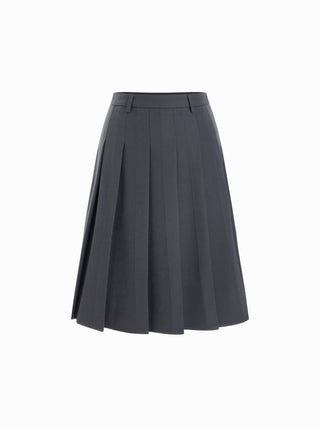 Low Rise Pleated Midi Skirt