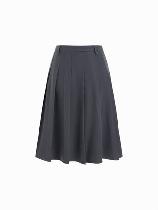 Low Rise Pleated Midi Skirt